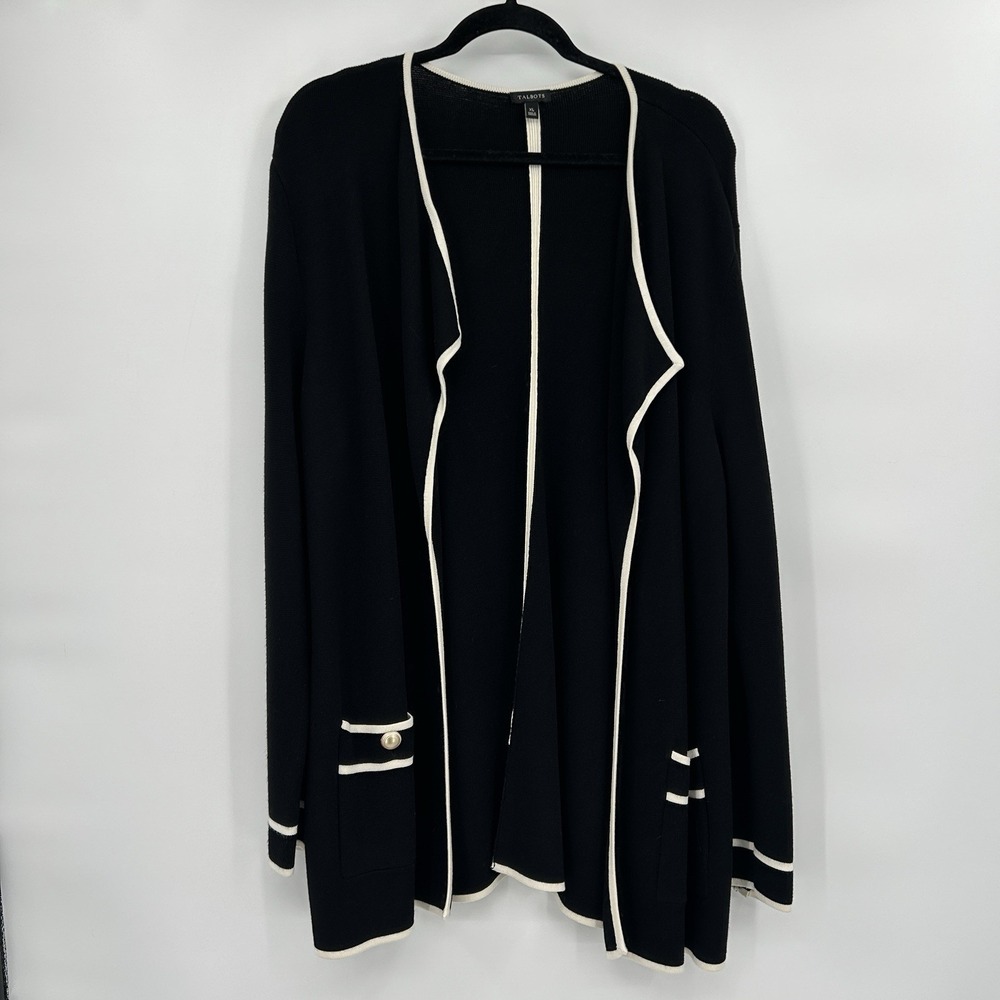 Talbots Womens Open Front Sweater Blazer Size XL Classic Quiet Luxury Career